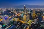 Bangkok Cityscape And Chaophraya River Stock Photo