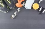 Diet Concept With Sport Equipment Stock Photo