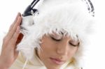 Youth Girl Listening To Music With Headphones Stock Photo