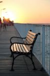 Bench At Sunrise Stock Photo