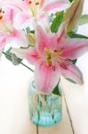 Pink Lily Flower Bouquet Stock Photo