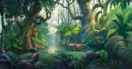 Fantasy Forest Background Illustration Painting Stock Photo