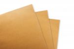 Brown Paper Envelope On Concrete White Background Stock Photo