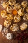 Fettuccine Pasta Italian Food Still Life Rustic Stock Photo