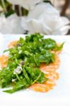 Fresh Salmon Carpaccio Stock Photo