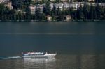 Ferry On Lake Lugano Stock Photo