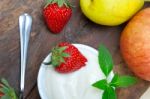 Fruits And Yogurt Stock Photo