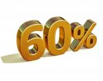 3d Gold 60 Sixty Percent Discount Sign Stock Photo