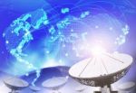 Satellite Dish With Blue Theme Of World Connecting Technology Us Stock Photo