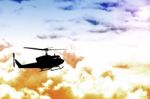 Silhouette Tansportation Helicopter Stock Photo