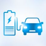 Electric Car And Electrical Charging Station Symbol Icon Stock Photo