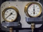 Pressure Dials On Hms Belfast Stock Photo