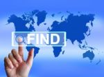 Find Map Indicates Internet Or Online Discovery Or Hunt Stock Photo