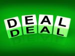 Deal Blocks Show Dealings Transactions And Agreements Stock Photo