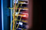 Fiber Optic With Servers In A Technology Data Center Stock Photo