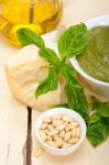 Italian Basil Pesto Sauce Ingredients Stock Photo