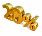 3d Gold 20 Twenty Percent Discount Sign Stock Photo