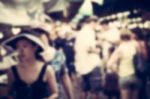 Blurred Crowd Of People In The Market Stock Photo