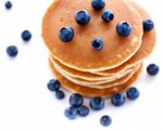 Stack Of Pancakes With Fresh Blueberries Stock Photo