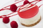 Cheese Cake With Raspberries Stock Photo