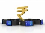 3d Rendering Fitness Bracelet Smart Watch With Indian Rupee Stock Photo