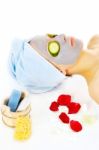 Woman On Cosmetic Treatmant With Mask Stock Photo