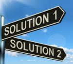 Solution 1 Or 2 Signpost Stock Photo