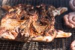 Traditional Meat Grilled On The Grill In The Argentine Countryside Stock Photo