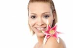 Woman Skin As Fresh As Lily Flower Stock Photo