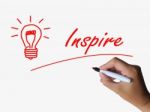 Inspire And Lightbulb Refer To Inspiration Motivation And Influe Stock Photo