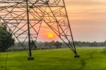 High Voltage Electricity Pylon Stock Photo