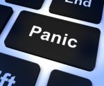 Panic Computer Key Showing Anxiety Stress And Hysteria Stock Photo