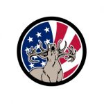 North American Deer Usa Flag Icon Stock Photo