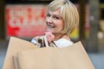 Woman Enjoying Her Day Out, Shopping Stock Photo