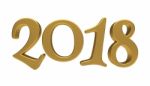 Gold 2018 Lettering Isolated Stock Photo