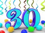 Number Thirty Party Means Decorated Party Or Colourful Garlands Stock Photo