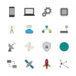 Technology Digital Flat Color Icon Set  Illustration Stock Photo