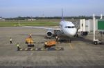 Ubon Ratchathani Thailand - Nov21 - Thai Airway Plane Parking On Stock Photo