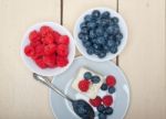 Fresh Raspberry And Blueberry Cake Stock Photo