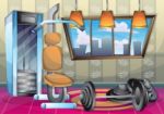 Cartoon  Illustration Interior Fitness Room With Separated Layers Stock Photo