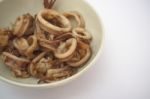 Thai Cuisine , Squid Stir Fried With Garlic Stock Photo