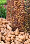 Peanuts In Glass Jars Stock Photo