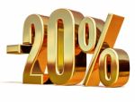 3d Gold 20 Twenty Percent Discount Sign Stock Photo