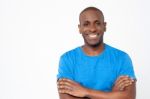 Casual African Male With Arms Crossed Stock Photo