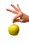 A Hand Holding Apple Stock Photo