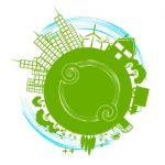 Eco City Represents Earth Day And Cityscape Stock Photo