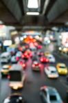 Abstract Blur Traffic And Car Lights Bokeh In Rush Hour Backgrou Stock Photo