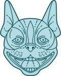 Boston Terrier Laughing Circle Mono Line Stock Photo