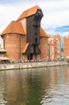 Gdansk Old Crane, Poland Stock Photo