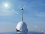 The  Wind Turbine And The Helmet Stock Photo